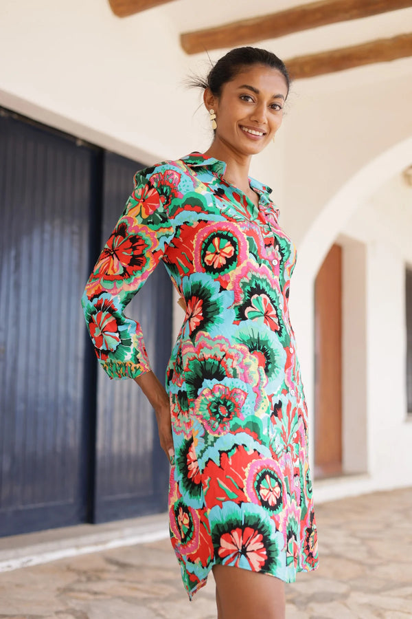 FLORAL SHIRT DRESS